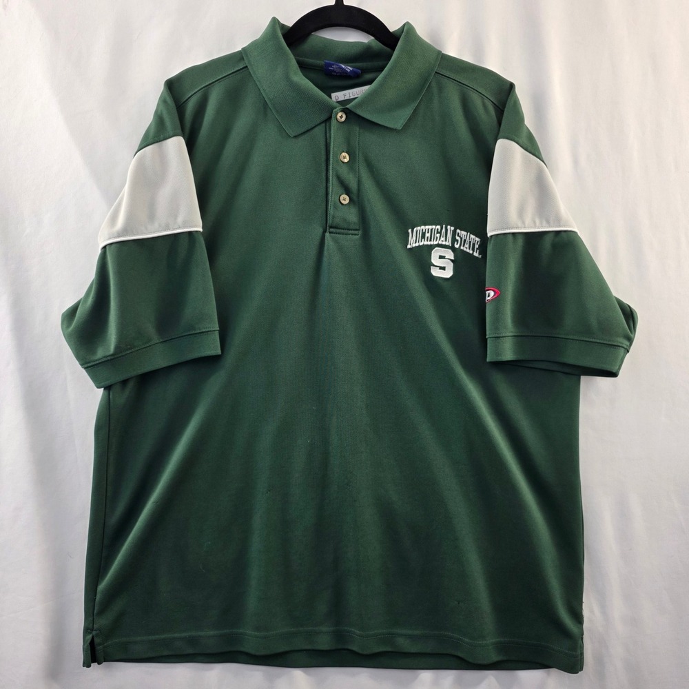 Pro Player Michigan State Spartans Mens Polo Shirt Green Large L 2903